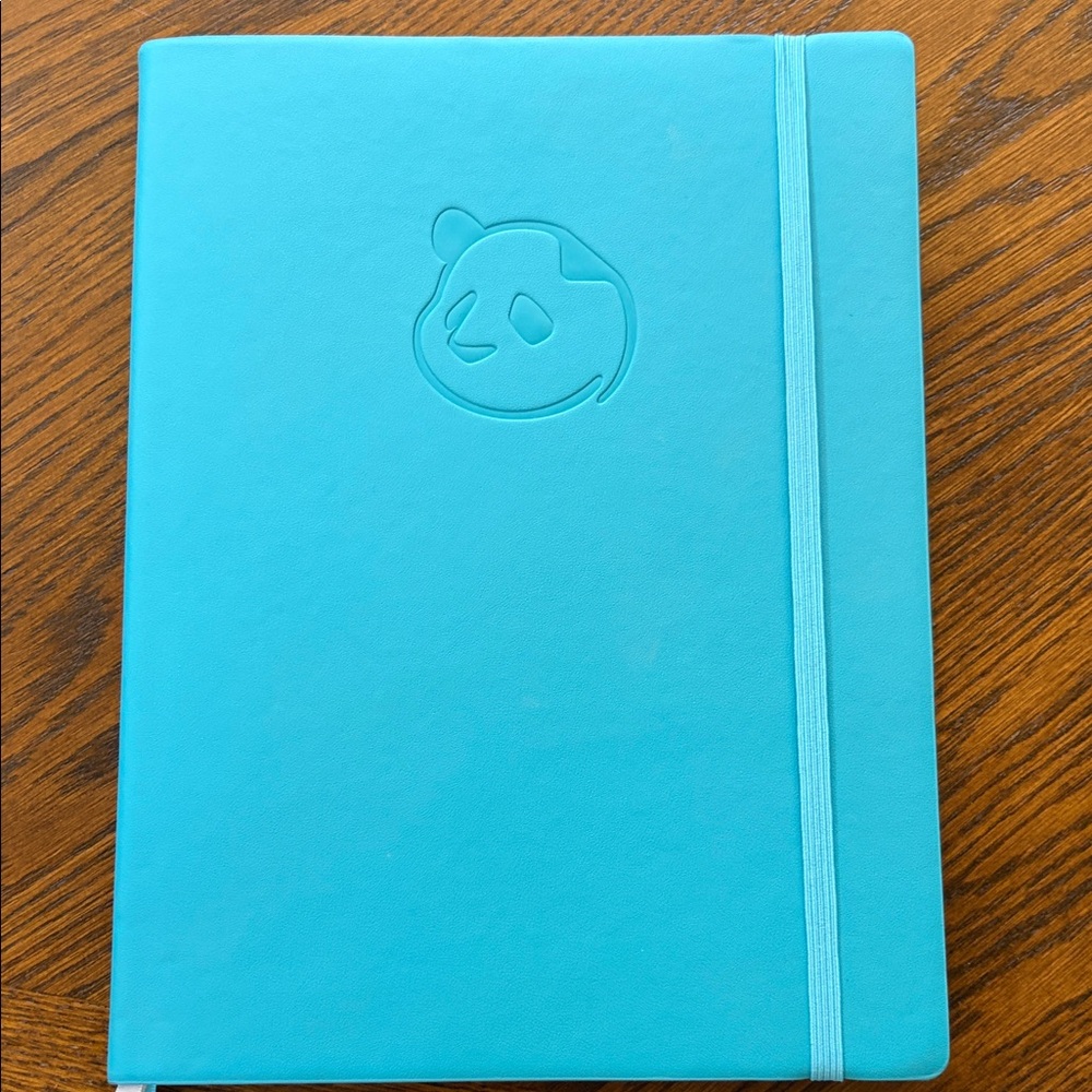 Blue Panda Embossed Notebook with Elastic Closure